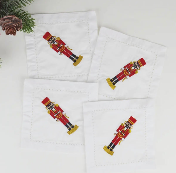 Nutcracker Embroidered Cocktail Napkin Set (4)