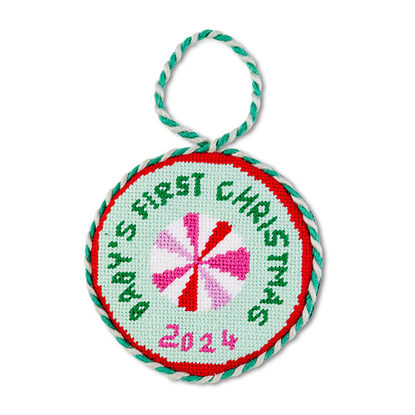 NEEDLEPOINT ORNAMENT - BABY'S 1ST by Furbish Studio