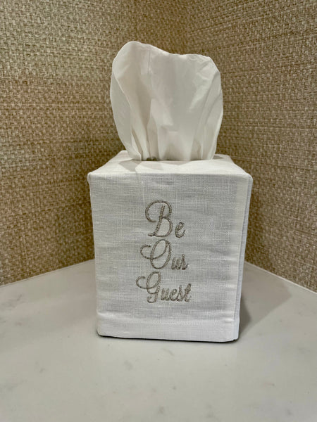 Personalized Linen Tissue Box Cover